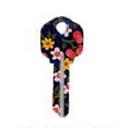 Round Blue Flower Key Blank